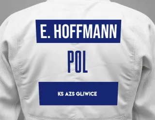 Judo GI with a backnumber showing the name Emilia Hoffmann from KS AZS Gliwice
