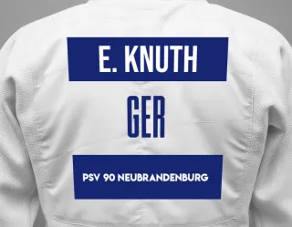 Judo GI with a backnumber showing the name Emilia Knuth from PSV 90 Neubrandenburg