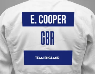 Judo GI with a backnumber showing the name Emily Cooper from Team England