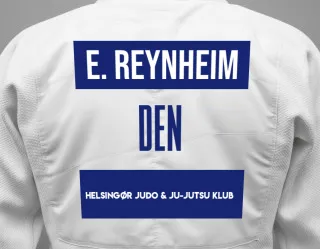 Judo GI with a backnumber showing the name Erik Reynheim from Helsingør Judo & Ju-Jutsu Klub