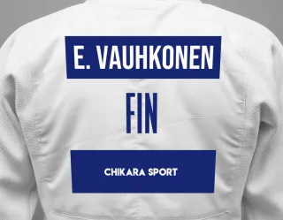 Judo GI with a backnumber showing the name Erika Vauhkonen from Chikara Sport