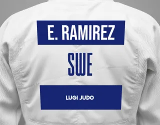 Judo GI with a backnumber showing the name Esra Ramirez from Lugi Judo
