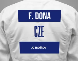 Judo GI with a backnumber showing the name Filip Dona from JC Havířov