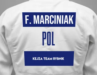 Judo GI with a backnumber showing the name Filip Marciniak from Kejza Team Rybnik