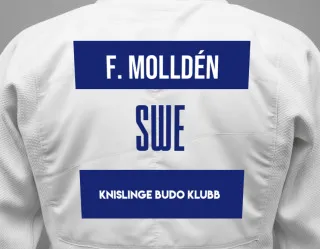 Judo GI with a backnumber showing the name Folke Molldén from Knislinge Budo Klubb