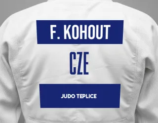 Judo GI with a backnumber showing the name František Kohout from Judo Teplice
