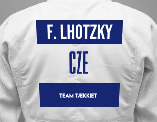 Judo GI with a backnumber showing the name Frantisek Lhotzky from Team Tjekkiet