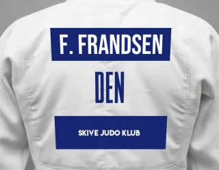 Judo GI with a backnumber showing the name Frede Frandsen from Skive Judo Klub