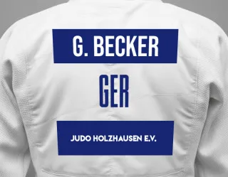 Judo GI with a backnumber showing the name Georg Becker from Judo Holzhausen e.V.