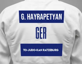 Judo GI with a backnumber showing the name Gevorg Hayrapetyan from To-Judo-Kan Ratzeburg