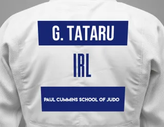 Judo GI with a backnumber showing the name Gheorghe Tataru from Paul Cummins School Of Judo