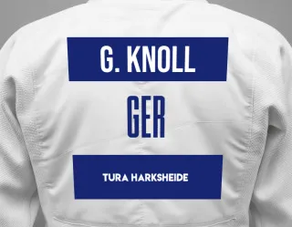 Judo GI with a backnumber showing the name Glen Knoll from TURA Harksheide