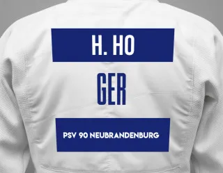 Judo GI with a backnumber showing the name Hai An Ho from PSV 90 Neubrandenburg