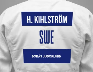 Judo GI with a backnumber showing the name Hannes Kihlström from Borås Judoklubb