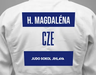 Judo GI with a backnumber showing the name Havelková Magdaléna from Judo sokol Jihlava