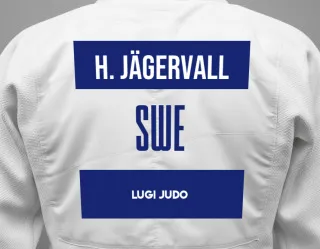 Judo GI with a backnumber showing the name Hedvig Jägervall from Lugi Judo