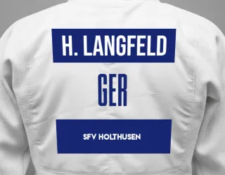 Judo GI with a backnumber showing the name Heinrich Langfeld from SFV Holthusen