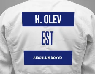 Judo GI with a backnumber showing the name Heleri Olev from Judoklubi Dokyo
