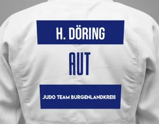 Judo GI with a backnumber showing the name Henriette Döring from Judo Team Burgenlandkreis