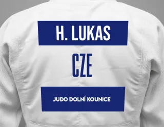 Judo GI with a backnumber showing the name Hynek Lukas from JUDO Dolní Kounice