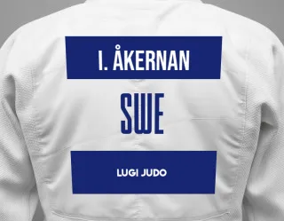 Judo GI with a backnumber showing the name Ian Åkernan from Lugi Judo