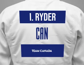 Judo GI with a backnumber showing the name Ian Ryder from Team Canada