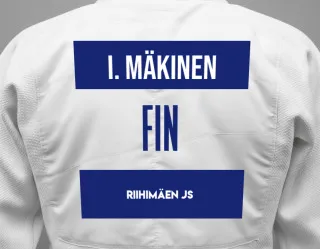 Judo GI with a backnumber showing the name Ida Mäkinen from Riihimäen JS