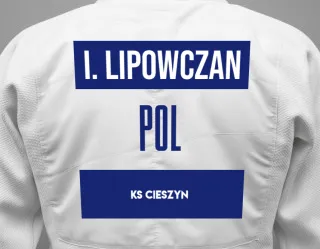 Judo GI with a backnumber showing the name Igor Lipowczan from KS Cieszyn