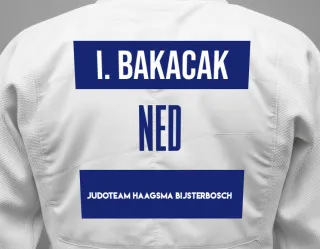 Judo GI with a backnumber showing the name Ilan Bakacak from Judoteam Haagsma Bijsterbosch
