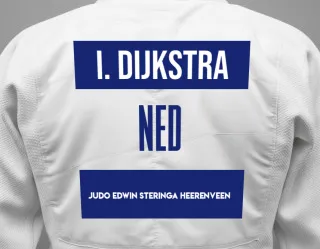 Judo GI with a backnumber showing the name Ilse Dijkstra from Judo Edwin Steringa Heerenveen