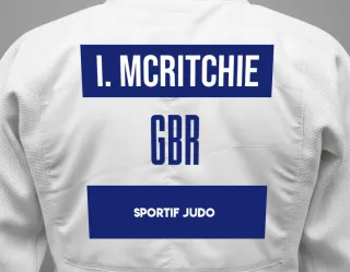Judo GI with a backnumber showing the name Imogen Mcritchie from Sportif Judo