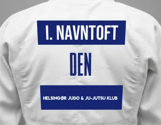 Judo GI with a backnumber showing the name Isac Navntoft from Helsingør Judo & Ju-Jutsu Klub