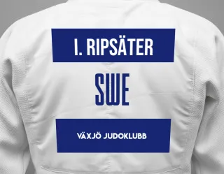Judo GI with a backnumber showing the name Isac Ripsäter from Växjö Judoklubb