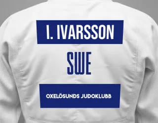 Judo GI with a backnumber showing the name Isak Ivarsson from Oxelösunds Judoklubb