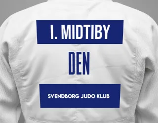 Judo GI with a backnumber showing the name Isak Midtiby from Svendborg Judo Klub