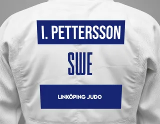 Judo GI with a backnumber showing the name Isold Pettersson from Linköping Judo
