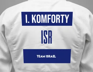 Judo GI with a backnumber showing the name Itay Komforty from Team Israel
