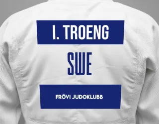 Judo GI with a backnumber showing the name Ivar Rundqvist Troeng from Frövi Judoklubb