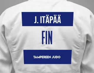 Judo GI with a backnumber showing the name Jaakko Itäpää from Tampereen Judo