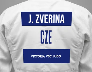 Judo GI with a backnumber showing the name Jakob Skyt Zverina from Victoria VSC judo