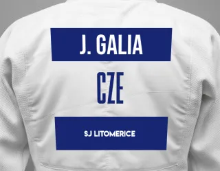 Judo GI with a backnumber showing the name Jan Galia from SJ Litomerice
