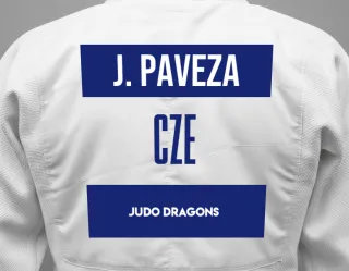 Judo GI with a backnumber showing the name Jan Paveza from Judo Dragons