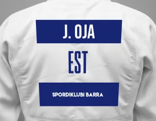 Judo GI with a backnumber showing the name Jan Rasmus Oja from Spordiklubi Barra