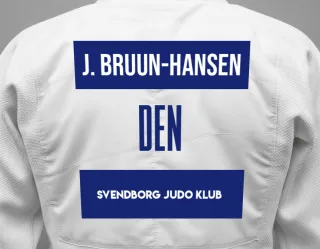 Judo GI with a backnumber showing the name Janick Bruun-Hansen from Svendborg Judo Klub