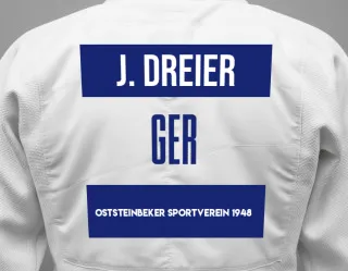 Judo GI with a backnumber showing the name Janne Dreier from Oststeinbeker Sportverein 1948