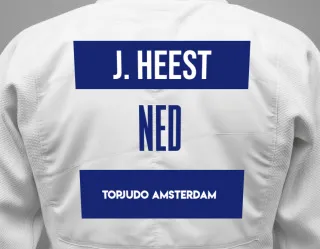 Judo GI with a backnumber showing the name Janne Van Heest from TopJudo Amsterdam