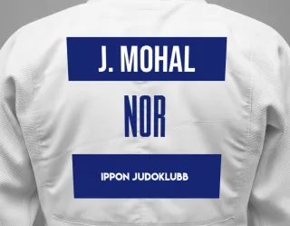 Judo GI with a backnumber showing the name Jay Mohal from Ippon Judoklubb