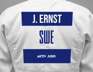 Judo GI with a backnumber showing the name Jennifer Ernst from Aktiv Judo