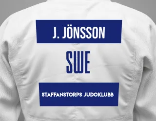 Judo GI with a backnumber showing the name Jenny Jönsson from Staffanstorps Judoklubb