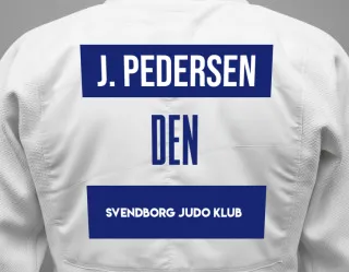 Judo GI with a backnumber showing the name Jens Kaae Pedersen from Svendborg Judo Klub